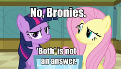 Size: 945x539 | Tagged: safe, fluttershy, twilight sparkle, g4, brony, fourth wall, image macro