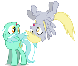 Size: 3531x3000 | Tagged: safe, artist:mrflabbergasted, derpy hooves, lyra heartstrings, pegasus, pony, g4, female, mare, simple background, transparent background, vector, wat