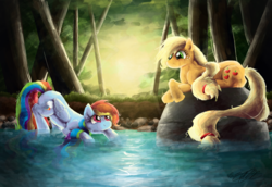 Size: 1000x686 | Tagged: safe, artist:malicieuxx, applejack, rainbow dash, g4