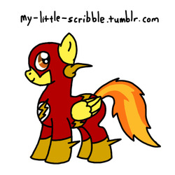 Size: 750x750 | Tagged: dead source, safe, artist:scribble, spitfire, pony, g4, 30 minute art challenge, costume, female, ponified, simple background, solo, the flash, white background