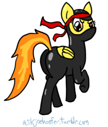 Size: 552x647 | Tagged: safe, artist:joehoofer, spitfire, pegasus, pony, g4, 30 minute art challenge, butt, costume, female, mare, ninja, plot, simple background, solo, transparent background, tumblr