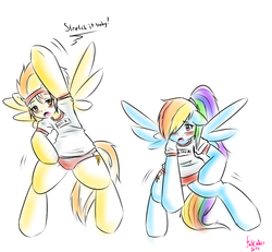 Size: 1280x1182 | Tagged: safe, artist:fatcakes, rainbow dash, spitfire, g4, 30 minute art challenge, costume