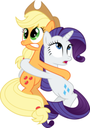 Size: 6150x8709 | Tagged: safe, artist:mysteriouskaos, applejack, rarity, earth pony, pony, unicorn, g4, look before you sleep, absurd resolution, duo, duo female, fear hug, female, horn, hug, mare, scared, simple background, transparent background, vector