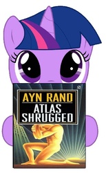 Size: 382x620 | Tagged: safe, twilight sparkle, pony, g4, atlas shrugged, ayn rand, book, female, simple background, solo