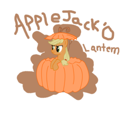 Size: 2682x2430 | Tagged: safe, artist:nerfpony, applejack, g4, applejack-o-lantern, jack-o-lantern, pumpkin, pun