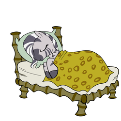 Size: 1000x1000 | Tagged: safe, artist:madmax, zecora, zebra, g4, blanket, loose hair, sleeping