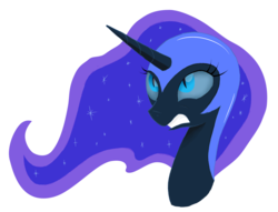 Size: 1129x863 | Tagged: safe, artist:kas92, nightmare moon, alicorn, pony, g4, ethereal mane, female, frown, helmet, mare, open mouth, simple background, solo, transparent background