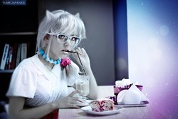 Size: 1280x853 | Tagged: safe, artist:kamiyamayummy, silver spoon, human, g4, cosplay, food, glasses, irl, irl human, photo, solo