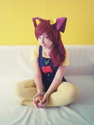 Size: 3216x4288 | Tagged: safe, artist:arisuyoshioko, apple bloom, human, g4, cosplay, cute, irl, irl human, photo, solo