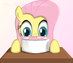 Size: 1000x863 | Tagged: safe, artist:r-c-h, fluttershy, g4, birthday, birthday cake, cake, happy birthday