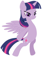 Size: 3000x3900 | Tagged: safe, artist:elsdrake, twilight sparkle, alicorn, pony, g4, bipedal, female, lidded eyes, mare, simple background, smiling, solo, transparent background, twilight sparkle (alicorn), vector