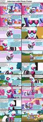 Size: 1282x3661 | Tagged: safe, doctor whooves, photo finish, time turner, comic:celestia's servant interview, g4, background pony, caption, comic, german, interview