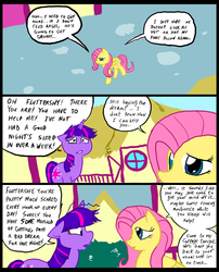 Size: 827x1025 | Tagged: safe, artist:metal-kitty, fluttershy, twilight sparkle, comic:mlp project, g4, comic, looking at each other, looking at someone, messy mane