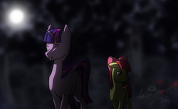 Size: 883x540 | Tagged: safe, artist:aki-san24, apple bloom, twilight sparkle, story of the blanks, g4