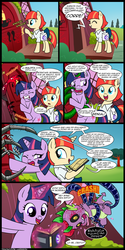 Size: 900x1800 | Tagged: safe, artist:innuendo88, artist:madmax, spike, twilight sparkle, g4, comic, spanish, translation, zalgo