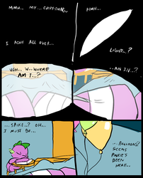 Size: 827x1025 | Tagged: safe, artist:metal-kitty, spike, twilight sparkle, comic:mlp project, g4, balloon, comic, hospital