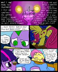 Size: 827x1025 | Tagged: safe, artist:metal-kitty, fluttershy, spike, twilight sparkle, pegasus, pony, comic:mlp project, g4, butt, comic, crying, female, hospital, injured, mare, plot