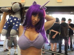 Size: 600x450 | Tagged: safe, artist:sarahn29, smarty pants, twilight sparkle, human, bronycon, bronycon 2012, g4, bra, breasts, cleavage, clothes, cosplay, irl, irl human, photo, underwear