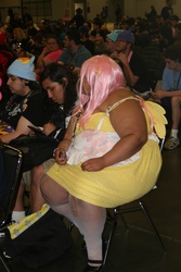 Size: 2336x3504 | Tagged: safe, fluttershy, human, bronycon, g4, cosplay, fat, fattershy, irl, irl human, photo