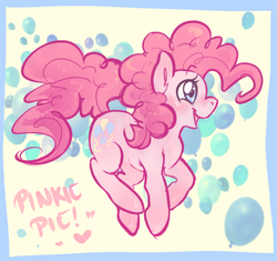 Size: 600x565 | Tagged: safe, artist:homosocks, pinkie pie, earth pony, pony, g4, balloon, cute, diapinkes, female, heart, mare, open mouth, profile, solo