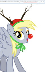 Size: 420x662 | Tagged: safe, derpy hooves, pegasus, pony, reindeer, g4, official, canon, female, hasbro, mare, rudolph, rudolph the red nosed reindeer