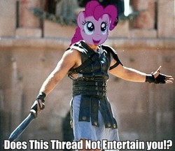 Size: 405x350 | Tagged: safe, pinkie pie, g4, gladiator, image macro