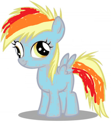 Size: 500x571 | Tagged: safe, derpy hooves, rainbow dash, pegasus, g4, 1000 hours in ms paint, female, filly, filly derpy, foal, palette swap, simple background, standing, stylistic suck, white background, younger