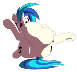 Size: 1200x1122 | Tagged: safe, artist:lowkey, dj pon-3, vinyl scratch, pony, unicorn, g4, belly, fat, hard shadows, simple background, spread legs, transparent background, vinyl fat