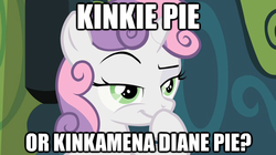 Size: 625x351 | Tagged: safe, edit, edited screencap, screencap, sweetie belle, pony, unicorn, family appreciation day, g4, caption, image macro, smug, solo, text, thinking