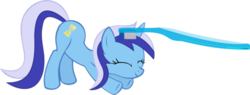 Size: 640x243 | Tagged: safe, minuette, pony, unicorn, g4, brushie, cute, eyes closed, face down ass up, happy, simple background, smiling, toothbrush, transparent background, vector