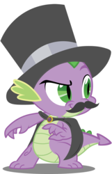 Size: 1000x1548 | Tagged: safe, artist:axemgr, spike, dragon, g4, cape, clothes, facial hair, hat, male, moustache, simple background, solo, top hat, transparent background
