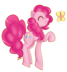 Size: 900x967 | Tagged: safe, artist:melaenie, pinkie pie, butterfly, g4, smiling