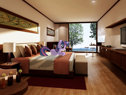 Size: 1500x1125 | Tagged: safe, artist:destructodash, twilight sparkle, pony, g4, hotel room, irl, photo, ponies in real life, vector