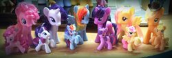 Size: 1024x346 | Tagged: safe, applejack, fluttershy, pinkie pie, rainbow dash, rarity, twilight sparkle, g4, brushable, irl, photo, toy