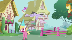 Size: 1280x720 | Tagged: safe, screencap, berry punch, berryshine, carrot top, golden harvest, lily, lily valley, rainbow swoop, roseluck, spectrum, g4, hearts and hooves day (episode), hearts and hooves day