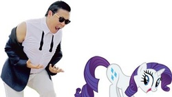 Size: 700x395 | Tagged: safe, rarity, human, pony, unicorn, g4, butt, dat ass, female, gangnam style, male, mare, meme, open mouth, open smile, plot, psy, screaming, smiling, sunglasses