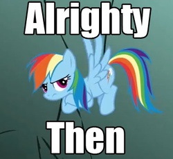 Size: 386x353 | Tagged: safe, edit, edited screencap, screencap, rainbow dash, pegasus, pony, g4, crossed hooves, flying, frown, image macro, spread wings, wings