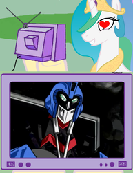 Size: 529x685 | Tagged: safe, princess celestia, pony, g4, cocktimus prime, exploitable meme, masculimus surprise, meme, panty and stocking with garterbelt, parody, tv meme