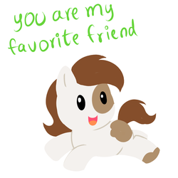 Size: 1000x1000 | Tagged: safe, artist:madmax, pipsqueak, earth pony, pony, g4, simple background, text, white background