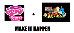 Size: 1262x570 | Tagged: safe, g4, all caps, exploitable meme, logo, make it happen, meme, meta, my little pony logo, naruto, ultimate ninja storm