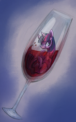 Size: 1204x1920 | Tagged: safe, artist:purplekecleon, twilight sparkle, pony, unicorn, g4, alcohol, cup of pony, drink, female, glass, mare, micro, phone wallpaper, pun, unicorn twilight, wine, wine glass