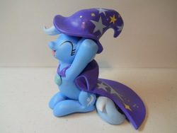 Size: 4320x3240 | Tagged: safe, artist:earthenpony, trixie, pony, unicorn, g4, female, happy, irl, mare, photo, sculpture, sitting, solo, toy