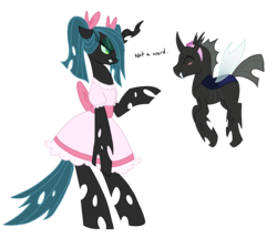 Size: 894x768 | Tagged: source needed, safe, artist:jessy, queen chrysalis, changeling, changeling queen, g4, clothes, dress, female, ponytail, simple background, transparent background