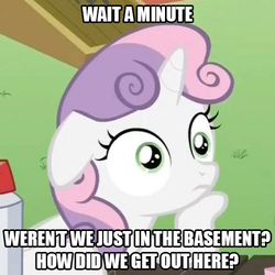 Size: 500x500 | Tagged: safe, edit, edited screencap, screencap, sweetie belle, g4, my little pony: friendship is magic, ponyville confidential, image macro, sudden clarity sweetie belle