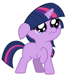 Size: 6000x6000 | Tagged: safe, artist:mamandil, artist:valcron, twilight sparkle, pony, unicorn, g4, absurd resolution, crying, crylight sparkle, cute, female, filly, filly twilight sparkle, floppy ears, frown, raised hoof, sad, sadorable, simple background, solo, teary eyes, transparent background, twiabetes, unicorn twilight, vector