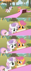 Size: 640x1440 | Tagged: safe, screencap, scootaloo, sweetie belle, g4, the show stoppers, comic, duo, exploitable, fabric, meme, musical instrument, piano, screencap comic, template
