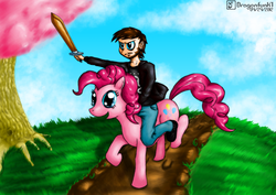 Size: 1024x724 | Tagged: safe, artist:dragonfunk7, fluttershy, pinkie pie, human, g4, tree