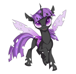 Size: 531x520 | Tagged: safe, artist:heilos, twilight sparkle, changeling, g4, changelingified, female, looking at you, purple changeling, solo, species swap, twiling