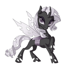 Size: 542x520 | Tagged: safe, artist:heilos, rarity, changeling, g4, changelingified, rariling, simple background, species swap, transparent background, white changeling