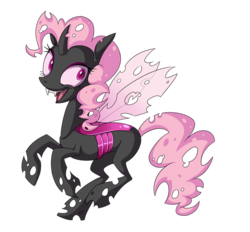 Size: 561x520 | Tagged: safe, artist:heilos, pinkie pie, changeling, g4, changelingified, female, pink changeling, pinkling, simple background, solo, species swap, transparent background